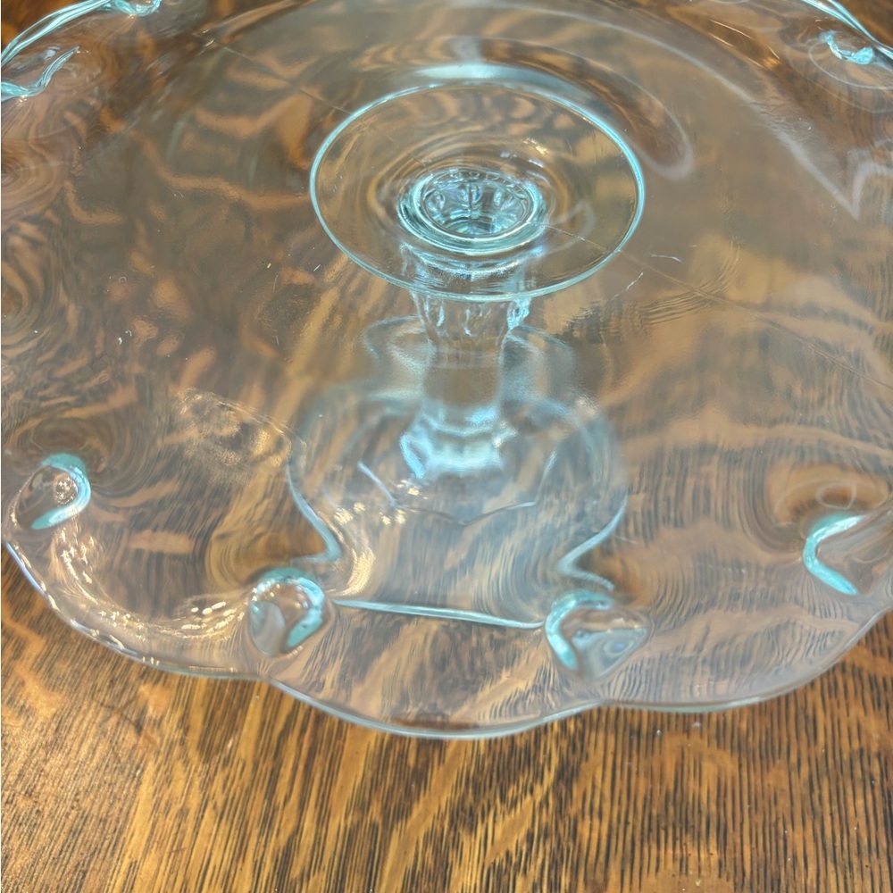 vintage Indiana Glass clear glass Teardrop pattern cake stand - Picture 3 of 9